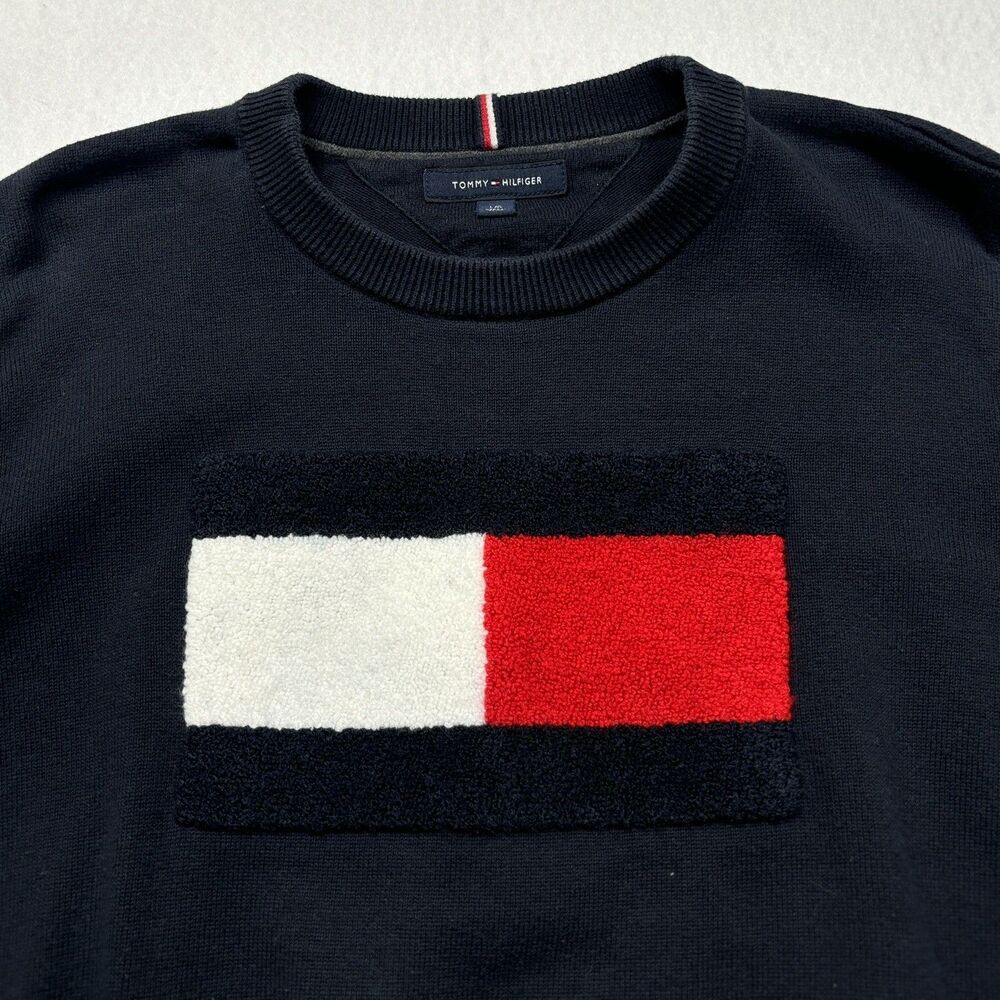Vintage Tommy Hilfiger Mens Large Navy Blue Knit Sweater